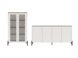 2-Piece Abbey Bookcase and Sideboard in Maple and Off White by Manhattan Comfort at Eve Furniture