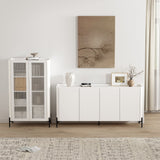 2-Piece Abbey Bookcase and Sideboard in White by Manhattan Comfort at Eve Furniture