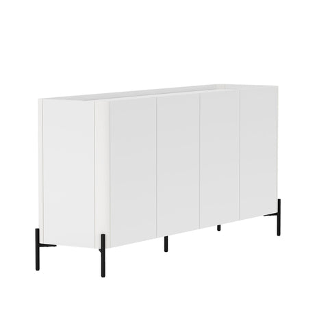 2-Piece Abbey Bookcase and Sideboard in White by Manhattan Comfort at Eve Furniture