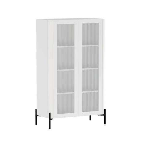 2-Piece Abbey Bookcase and Sideboard in White by Manhattan Comfort at Eve Furniture