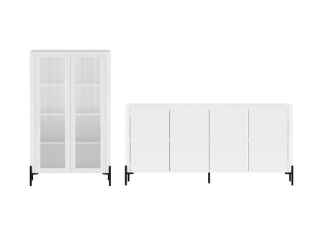 2-Piece Abbey Bookcase and Sideboard in White by Manhattan Comfort at Eve Furniture