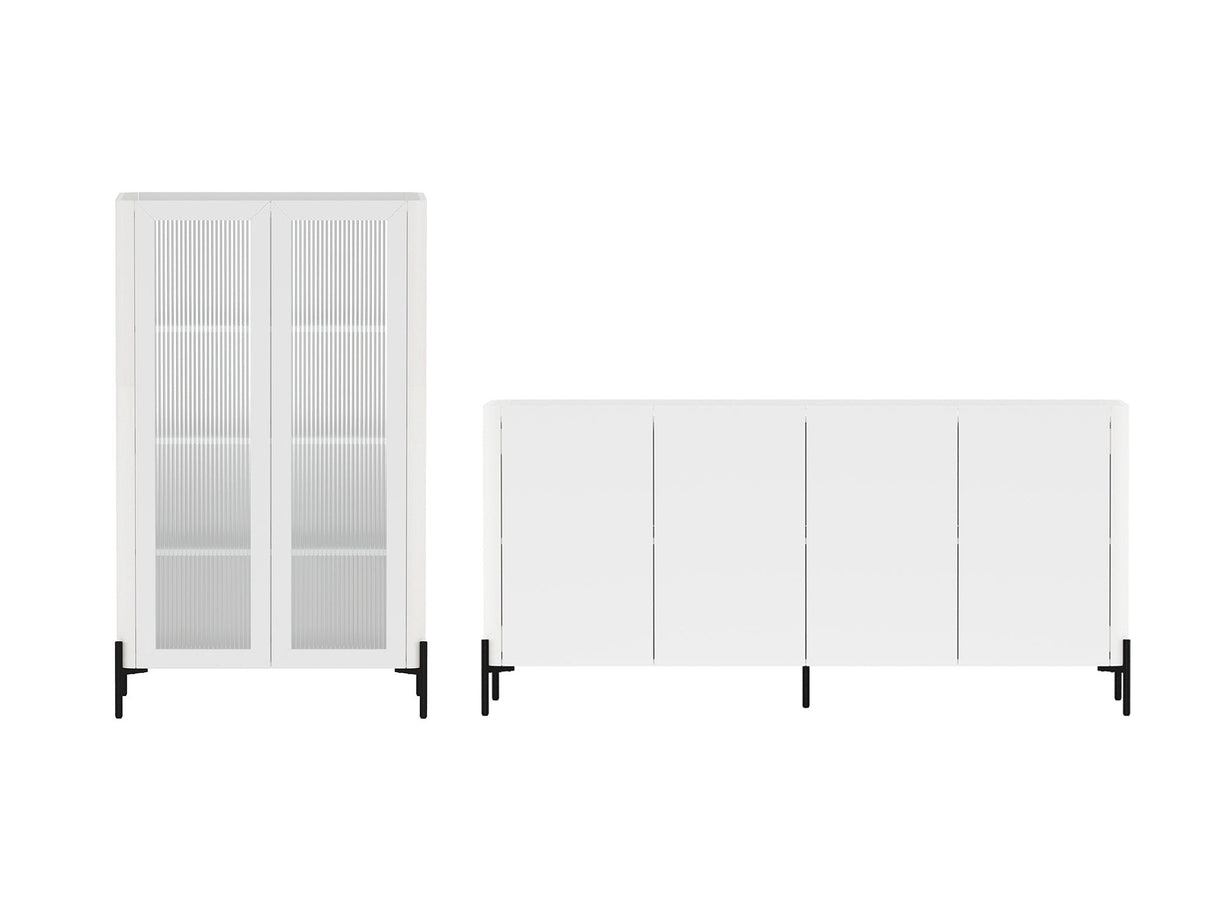 2-Piece Abbey Bookcase and Sideboard in White by Manhattan Comfort at Eve Furniture
