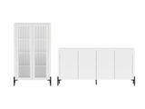 2-Piece Abbey Bookcase and Sideboard in White by Manhattan Comfort at Eve Furniture