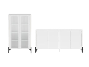 2-Piece Abbey Bookcase and Sideboard in White by Manhattan Comfort at Eve Furniture