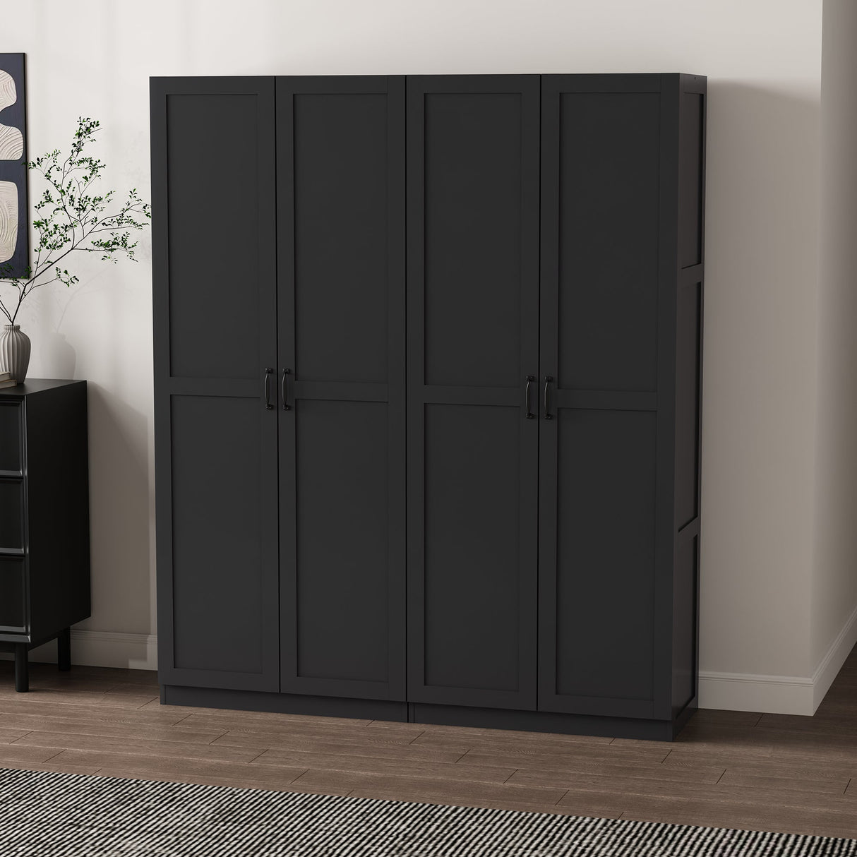 2-Piece Cornelia Storage Closet 1.0 and 2.0 in Black by Manhattan Comfort at Eve Furniture