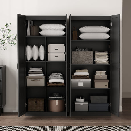 2-Piece Cornelia Storage Closet 1.0 and 2.0 in Black by Manhattan Comfort at Eve Furniture