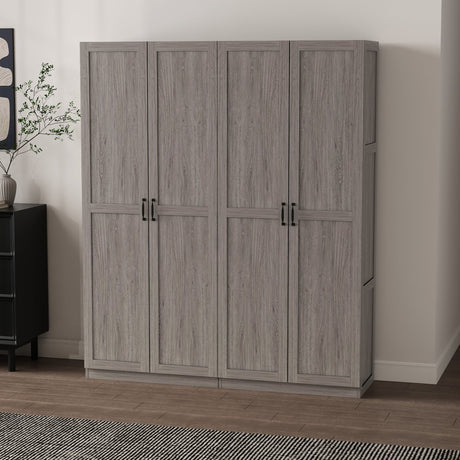 2-Piece Cornelia Storage Closet 1.0 and 2.0 in Grey by Manhattan Comfort at Eve Furniture