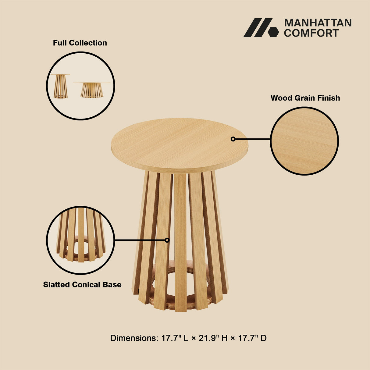 2-Piece Layla Coffee and End Table in Natural Oak by Manhattan Comfort at Eve Furniture