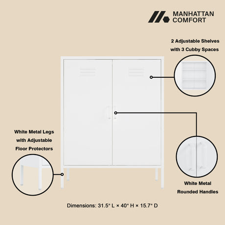 2-Piece Naomi Accent Cabinet and Storage Cabinet in White by Manhattan Comfort at Eve Furniture