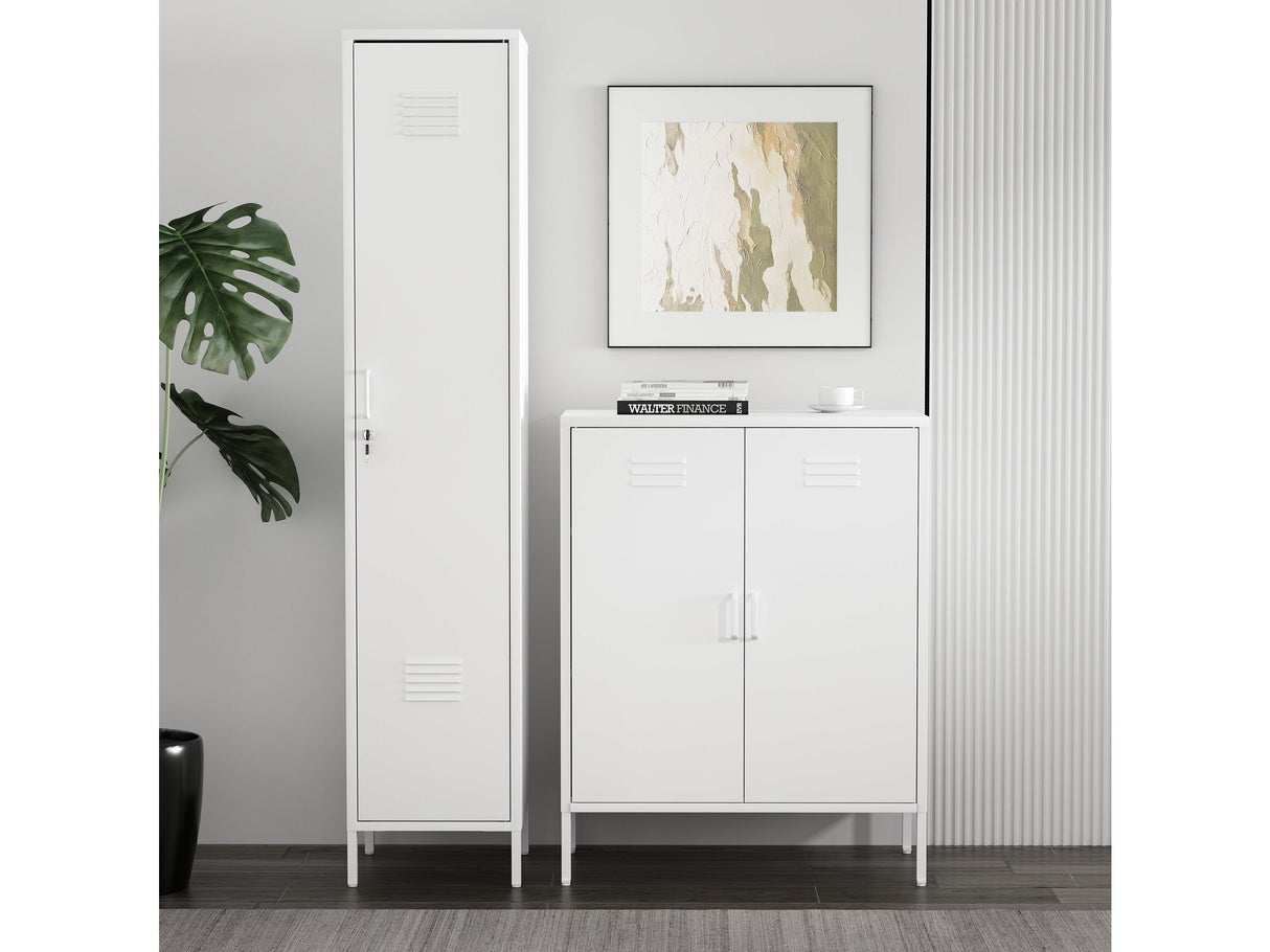 2-Piece Naomi Accent Cabinet and Storage Cabinet in White by Manhattan Comfort at Eve Furniture