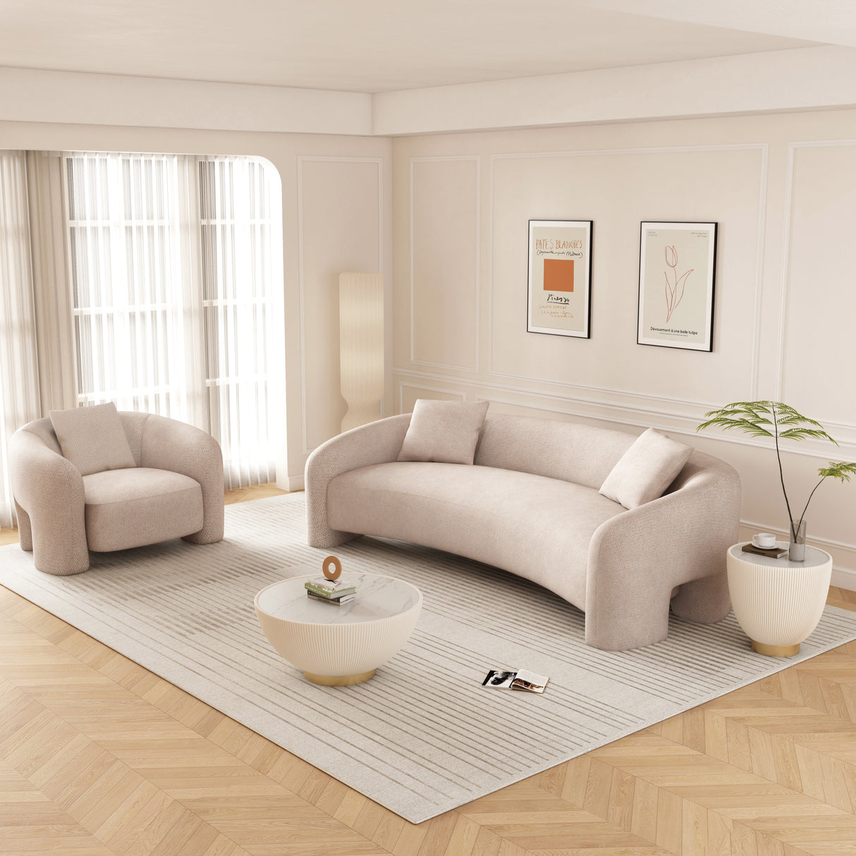 2-Piece Sylvia Sofa and Accent Chair in Gold Dust by Manhattan Comfort at Eve Furniture
