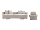 2-Piece Verandah 112" XL Sofa and Accent Chair in Beige by Manhattan Comfort at Eve Furniture