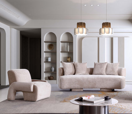 2-Piece Verandah 90.6" Sofa and Accent Chair in Beige by Manhattan Comfort at Eve Furniture
