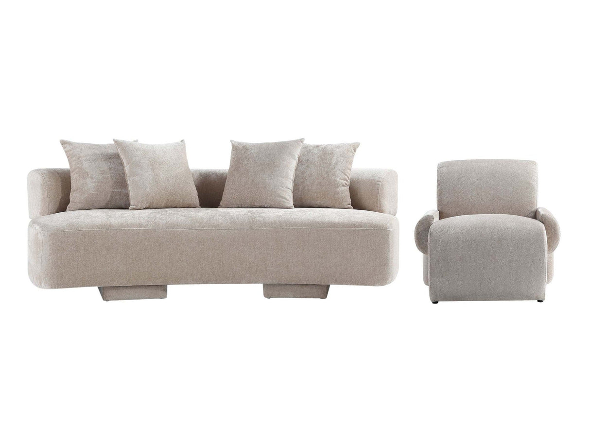 2-Piece Verandah 90.6" Sofa and Accent Chair in Beige by Manhattan Comfort at Eve Furniture