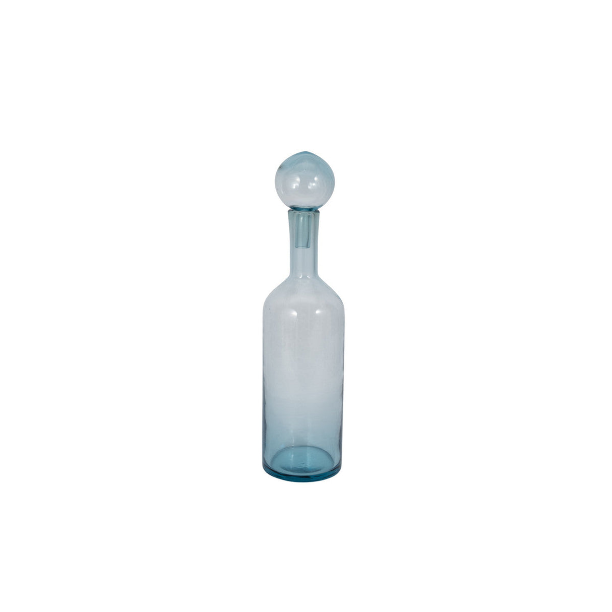 20" Glass Bottle With Stopper, Light Blue