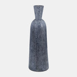 20", Grooved Glass Vase, Blue