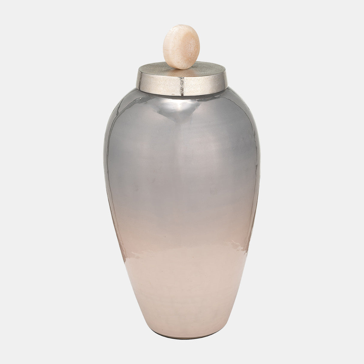 20"h Glass Vase W/ Blush Knob, Champagne