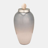 20"h Glass Vase W/ Blush Knob, Champagne