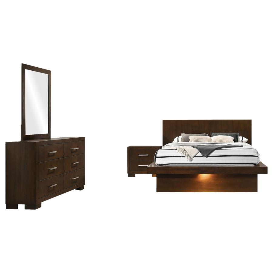 Jessica Cappuccino 4-Piece Eastern King LED Bedroom Set by Coaster at Eve Furniture