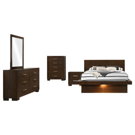 Jessica Cappuccino 5-Piece Eastern King LED Bedroom Set by Coaster at Eve Furniture