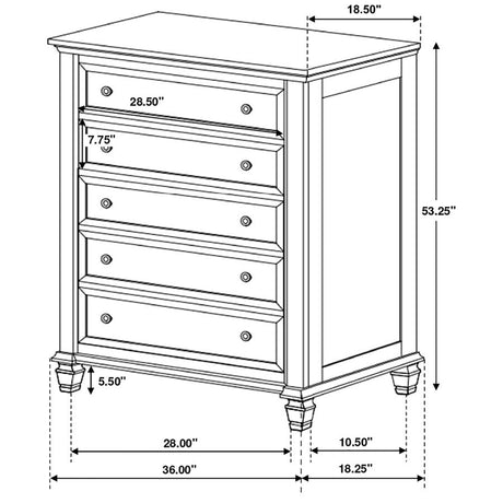 Sandy Beach Cream White 5-Piece Eastern King Bedroom Set by Coaster at Eve Furniture