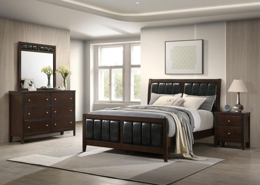 Juego de dormitorio Carlton Cappuccino Eastern King de 4 piezas con cabecero tapizado