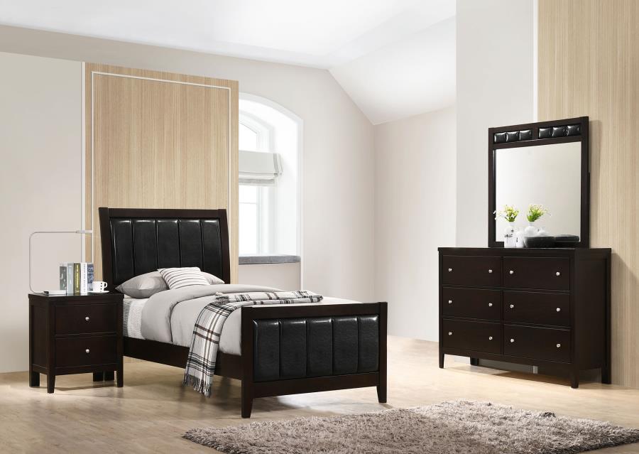 Carlton Cappuccino/Black 4-Piece Twin Upholstered Bedroom Set