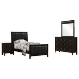 Carlton Cappuccino/Black 4-Piece Twin Upholstered Bedroom Set