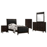 Carlton Cappuccino/Black 5-Piece Twin Upholstered Bedroom Set