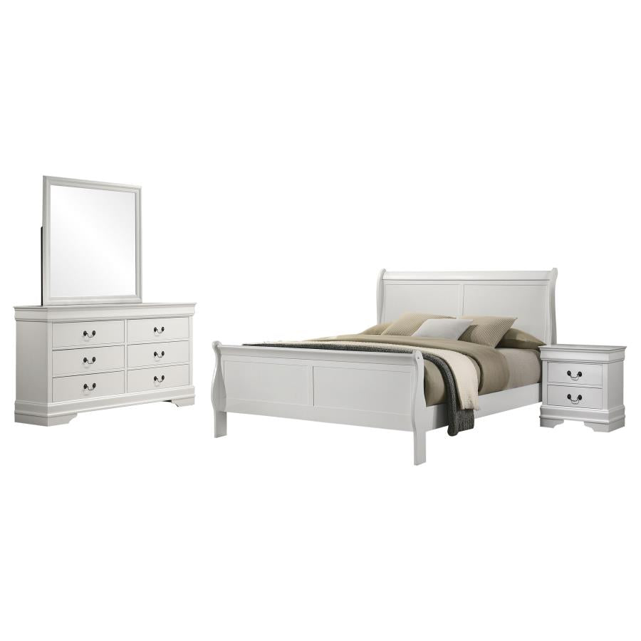 Louis Philippe White 4-Piece Full Bedroom Set