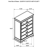 Juego de dormitorio completo de 5 piezas Louis Philippe White