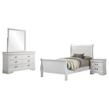 Louis Philippe White 4-Piece Twin Bedroom Set