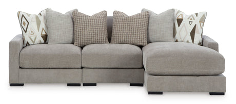 Aslan Court Pebble 3-Piece RAF Chaise Sectional