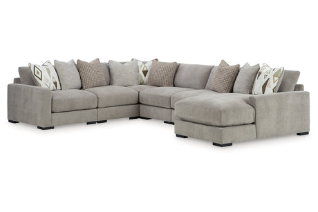 Aslan Court Pebble 6-Piece RAF Chaise Sectional