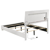 Juego de dormitorio Felicity de 4 piezas en blanco brillante tamaño matrimonial con cabecero y espejo con luces LED