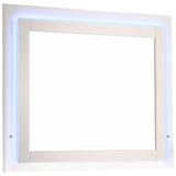 Juego de dormitorio Felicity de 4 piezas en blanco brillante tamaño matrimonial con cabecero y espejo con luces LED