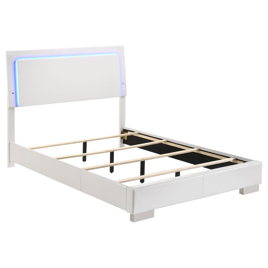 Felicity Glossy White 4-Piece Full Bedroom Set with LED Lighting
