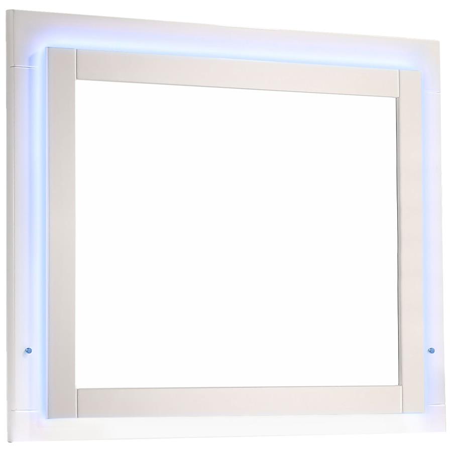 Felicity Glossy White 5-Piece Full Bedroom Set with LED Lighting