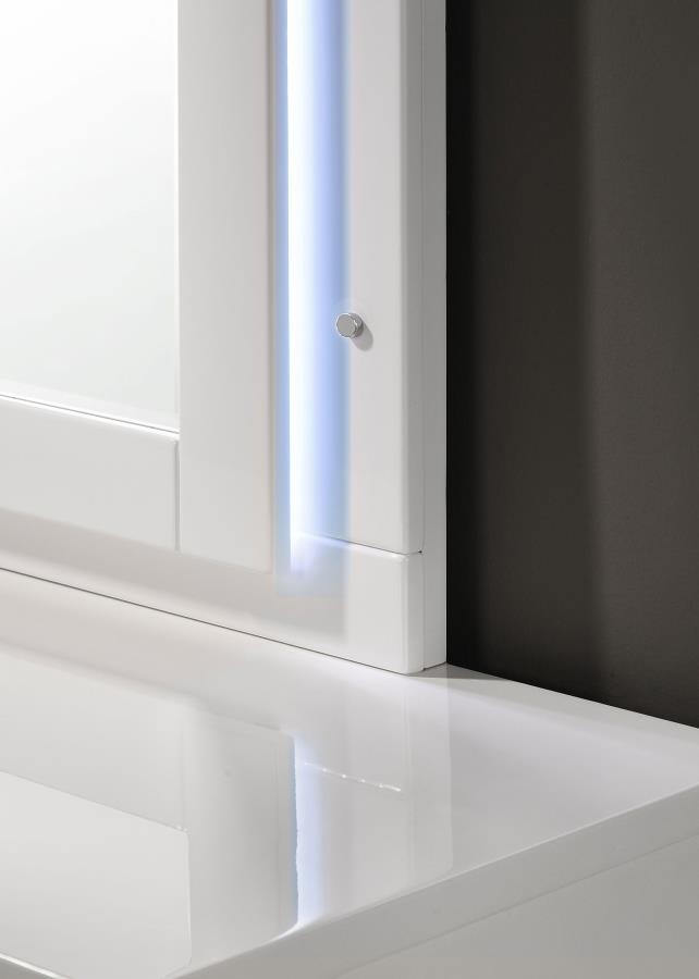 Felicity Glossy White 5-Piece Full Bedroom Set with LED Lighting