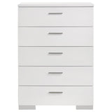 Felicity Glossy White 5-Piece Eastern King Bedroom Set with LED Mirror by Coaster at Eve Furniture