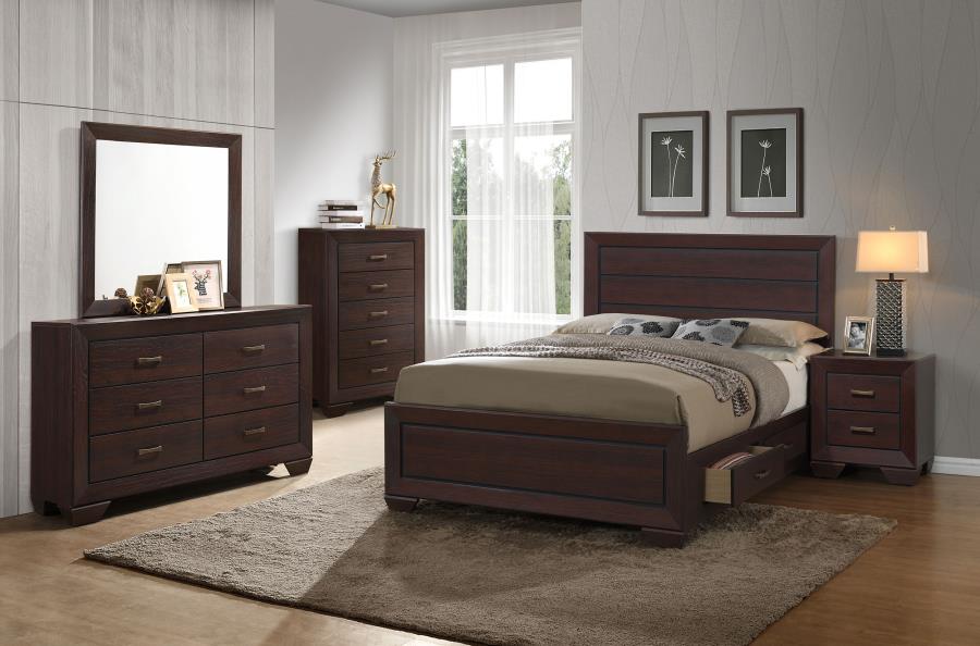 Kauffman Dark Cocoa 5-Piece Storage King Bedroom Set with High Straight Headboard by Coaster at Eve Furniture