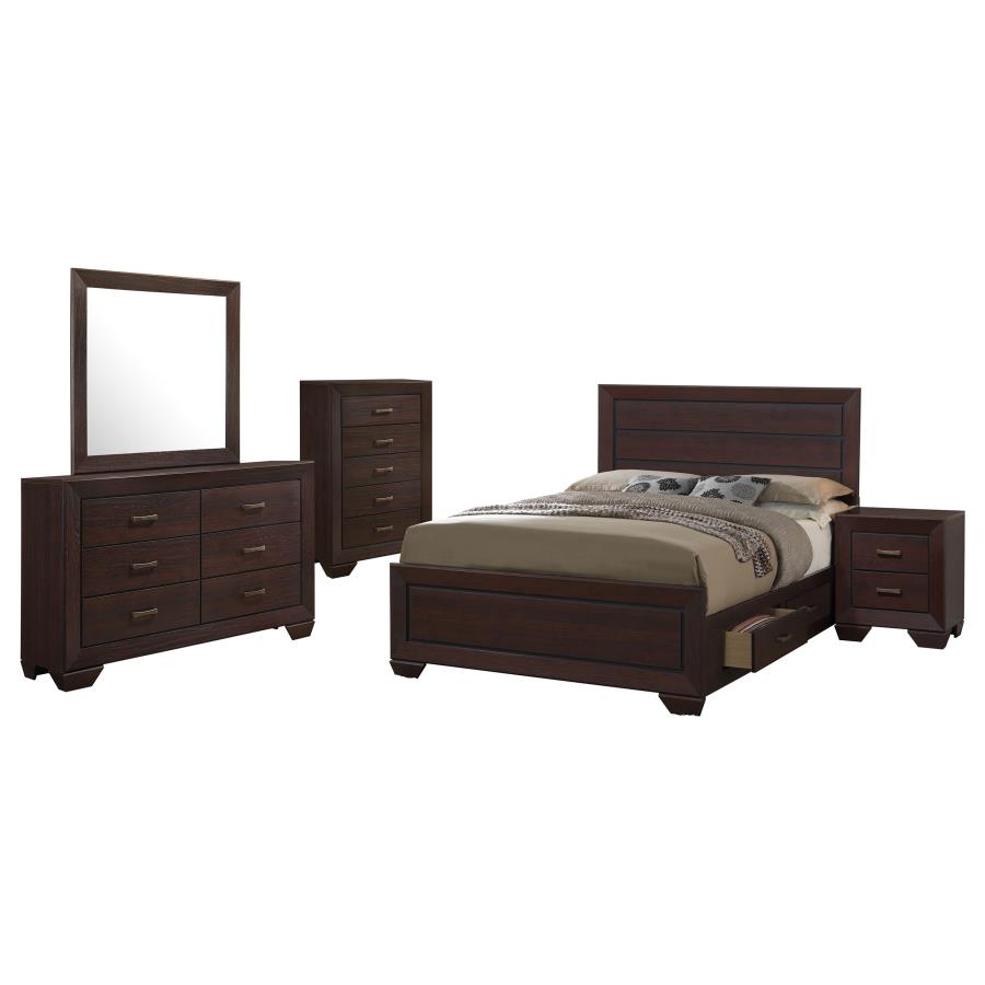 Kauffman Dark Cocoa 5-Piece Storage King Bedroom Set with High Straight Headboard by Coaster at Eve Furniture