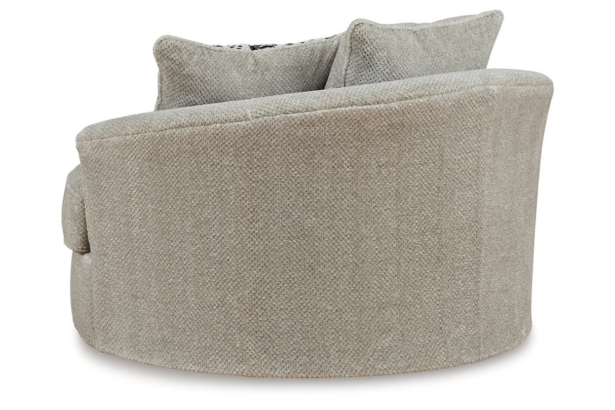 Calnita Sisal Oversized Swivel Chair and Ottoman