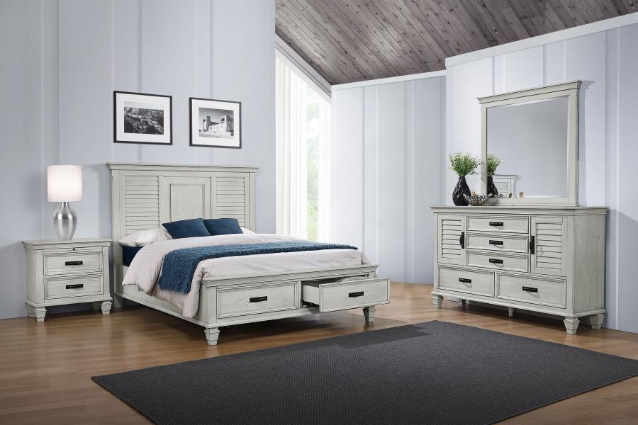 Franco Distressed White 4-Piece Eastern King Bedroom Set by Coaster at Eve Furniture