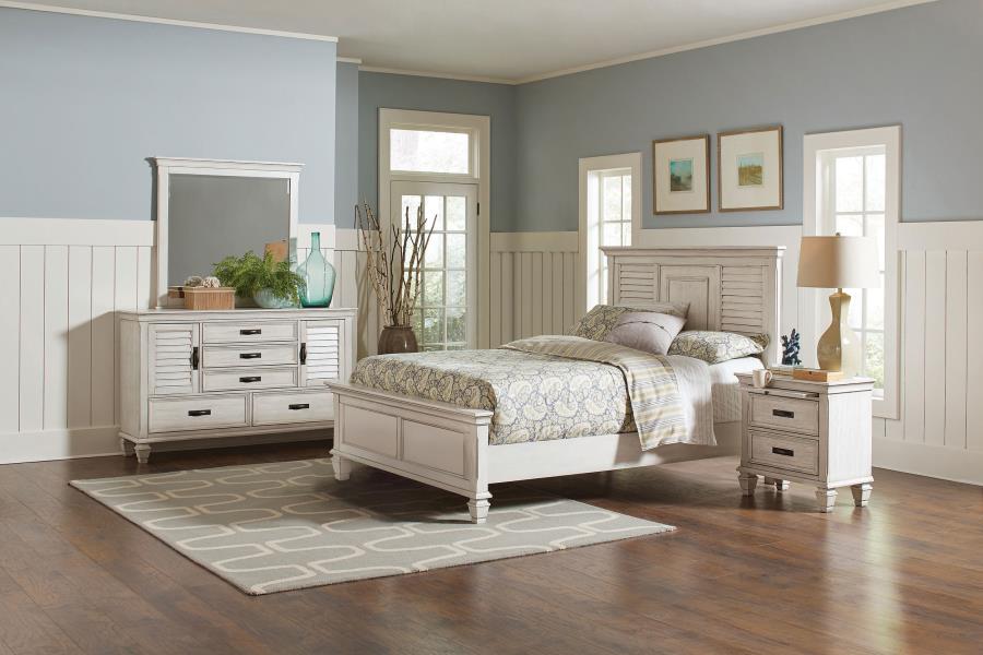 Franco Distressed White 4-Piece Eastern King Bedroom Set by Coaster at Eve Furniture