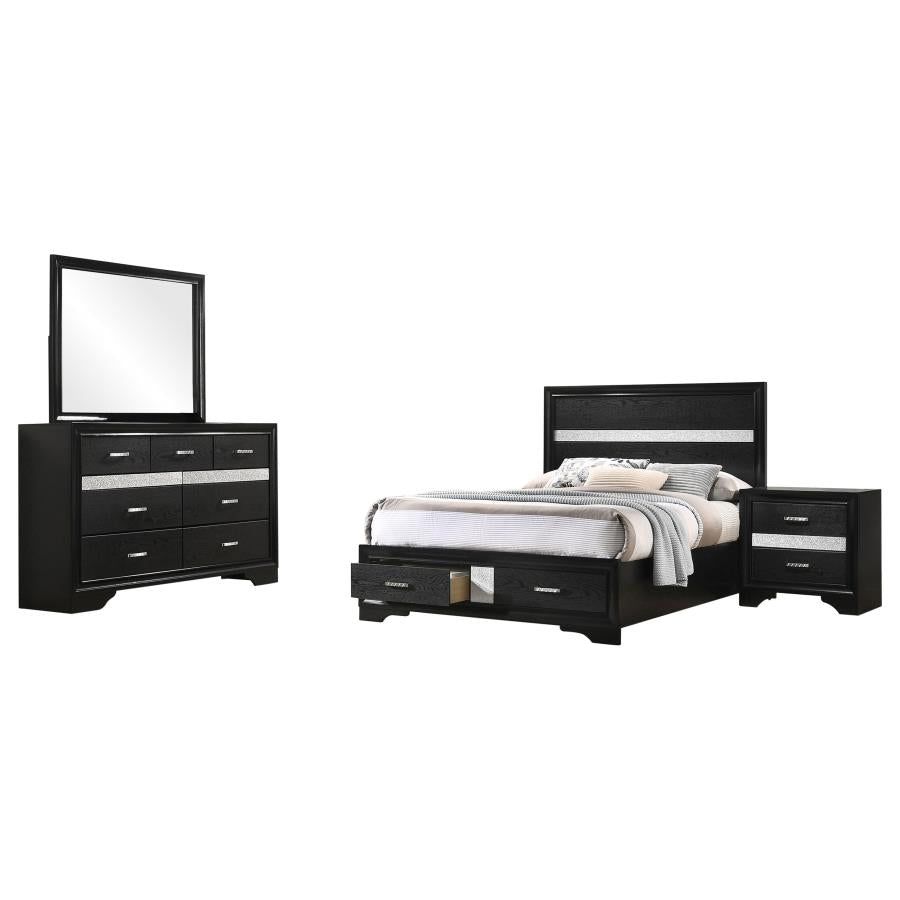 Miranda Black 4-Piece Full Storage Bedroom Set