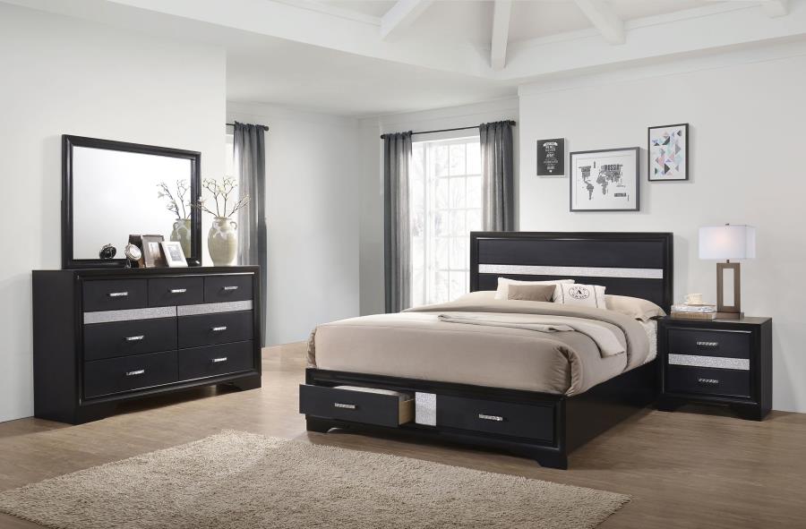 Miranda Black 4-Piece Eastern King Platform Storage Bedroom Set by Coaster at Eve Furniture