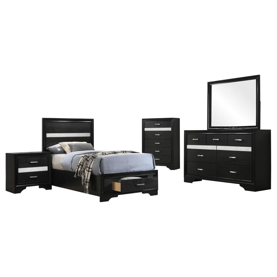 Miranda Black 5-Piece Twin Storage Bedroom Set