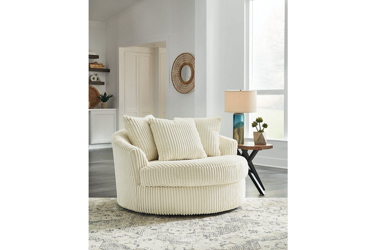 Lindyn Ivory Oversized Swivel Accent Chair