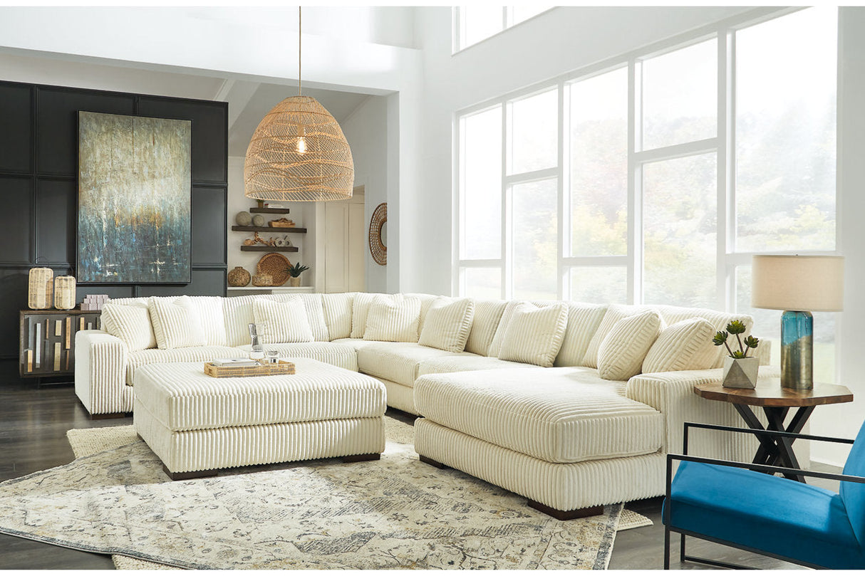 Lindyn Ivory 6-Piece Sectional with Chaise and Ottoman